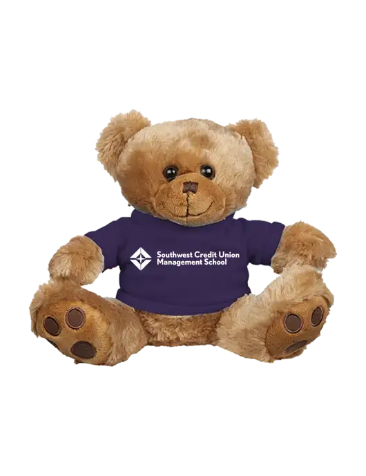 8 1/2 Cuddly Brown Bear With Purple T-Shirt w/SCMS Logo