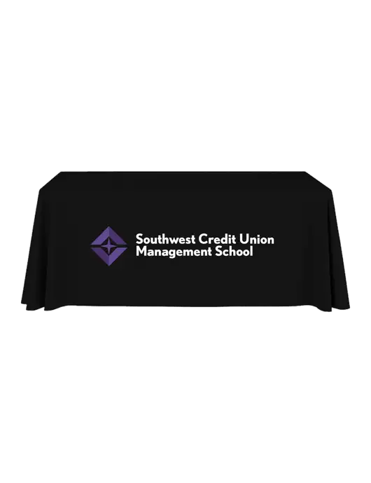 6' Stain-Resistant 4-Sided Black Table Cover w/SCMS Logo
