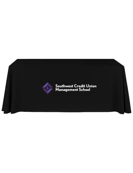 8' Stain-Resistant 4-Sided Black Table Cover w/SCMS Logo