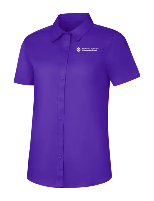 Womens Purple Short Sleeve Superpro React Twill Shirt w/SCMS Logo