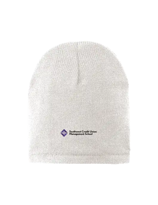 White Fleece-Lined Beanie Cap w/SCMS Logo