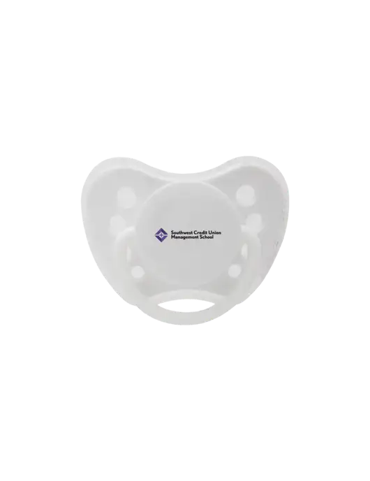 Silicone White Pacifier with Clear Cover w/SCMS Logo