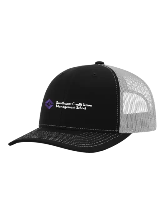 Richardson Adjustable Snapback Original 112 Trucker Cap Black w/White Mesh w/SCMS Logo
