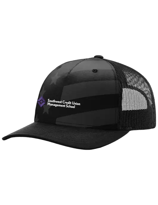 Richardson Five Panel Stars and Stripes Trucker Cap w/SCMS Logo